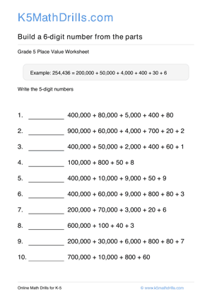 Grade 5 Place Value 6 Digit 34